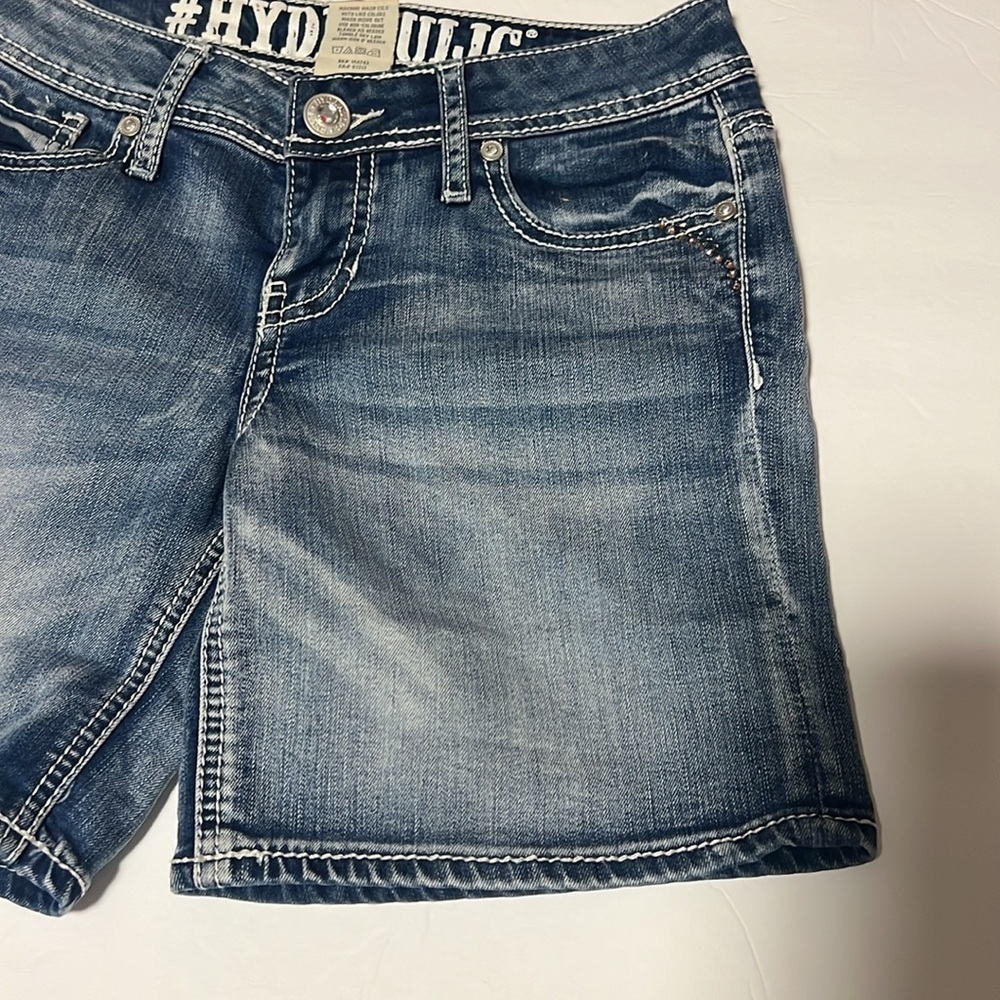 VTG Hydraulic blue jean shorts with jeweled pockets size 5/6 - Picture 10 of 12